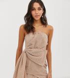 Asos Design Mini Dress In Structured Broderie With Hitched Hem Dress - Multi