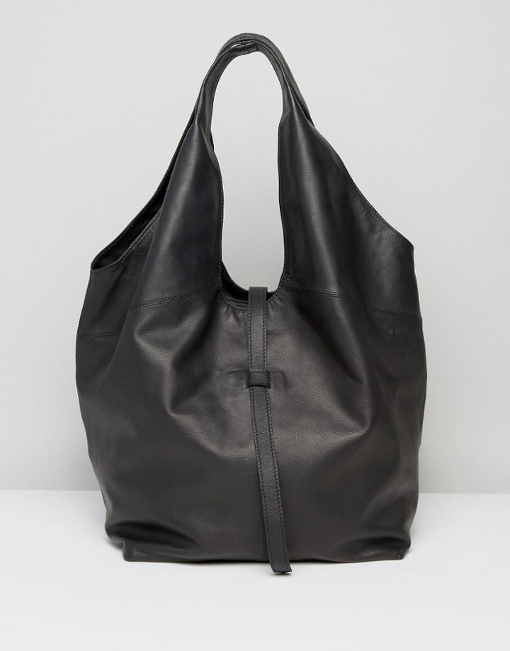 Asos Slouchy Leather Shoulder Bag - Black