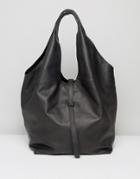 Asos Slouchy Leather Shoulder Bag - Black