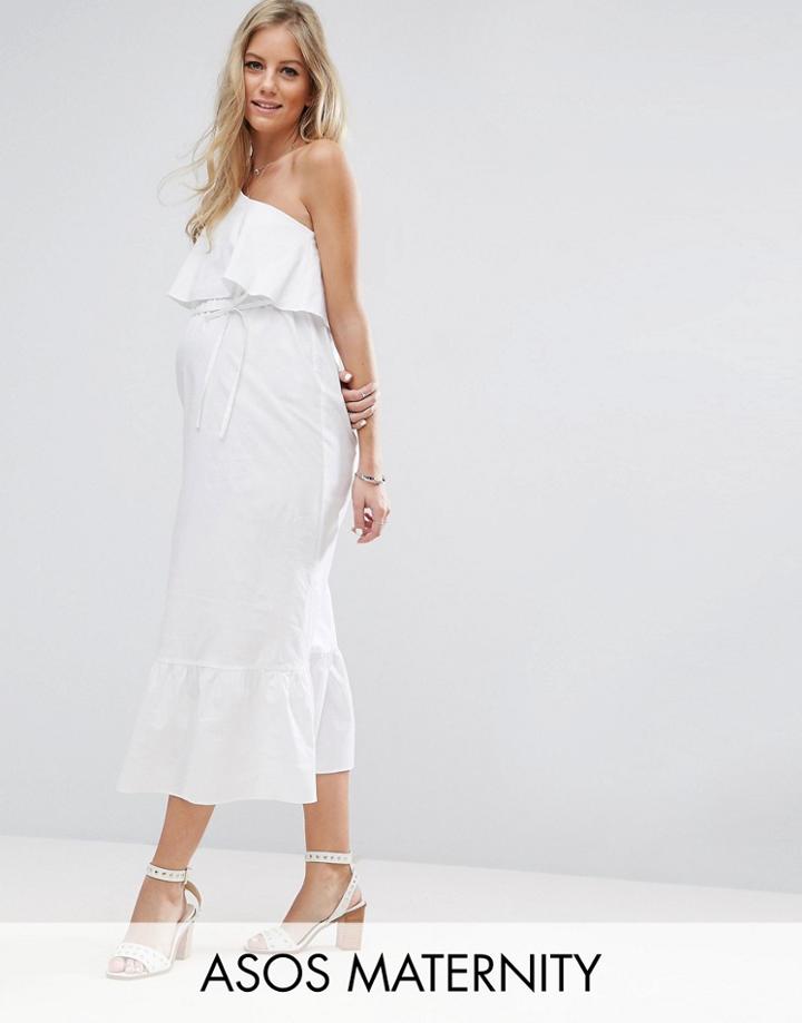 Asos Maternity Maxi Dress With One Shoulder - White