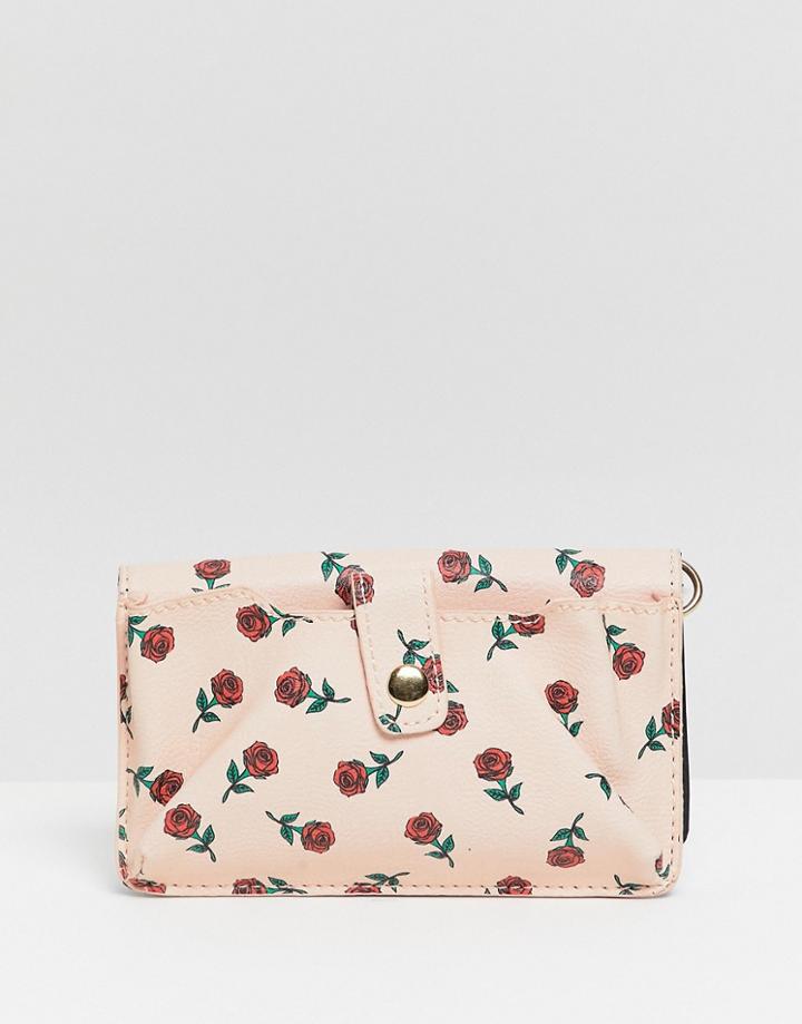 Oh My Gosh Accessories Rose Printed Crossbody Bag - Pink