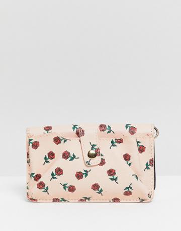 Oh My Gosh Accessories Rose Printed Crossbody Bag - Pink