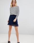 Ichi Ruffle Wrap Skirt - Navy