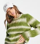 Stradivarius Space Dye Stripe Sweater In Green