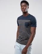 Mango Man Striped T-shirt In Navy And Orange - Multi