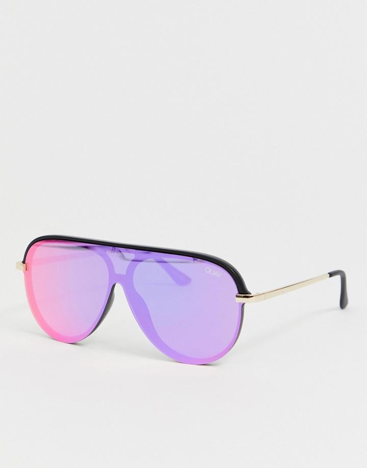 Quay Australia X J Lo Empire Aviator Sunglasses In Pink - Pink