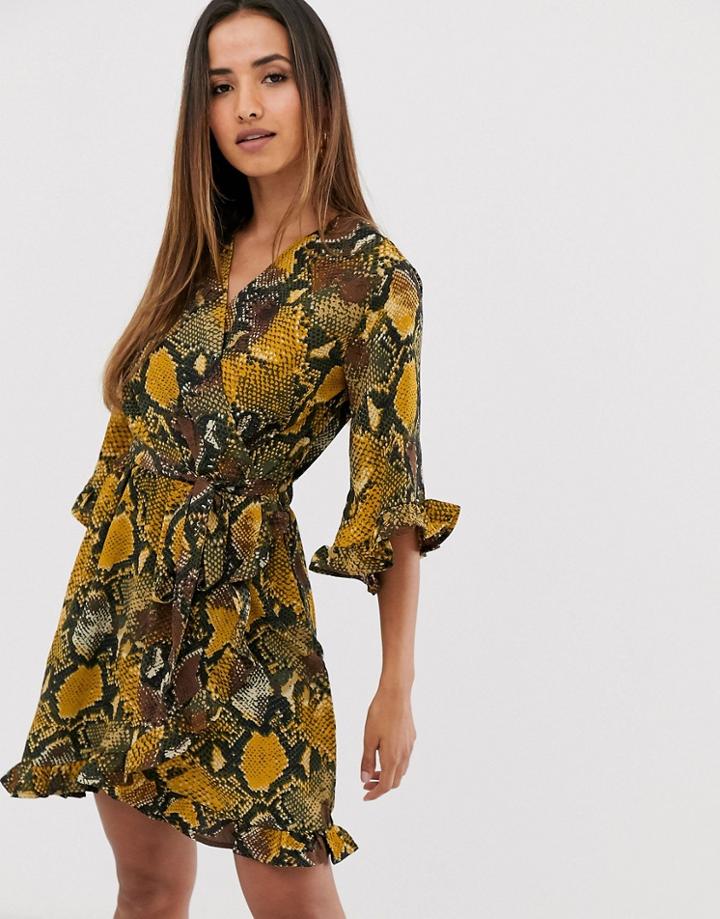 Ax Paris Snake Kimono Sleeve Mini Dress