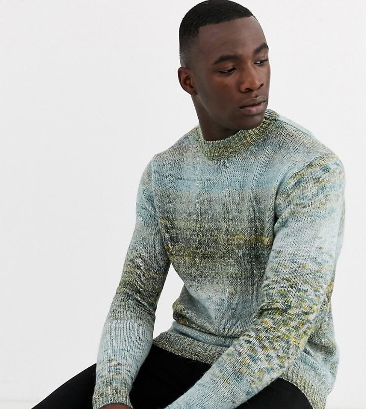 Asos Design Tall Space Dye Sweater In Blue