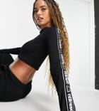 Ellesse Ribbed Crop Top With Taping In Black