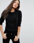Asos Sweater In Sheer Rib With High Neck - Black