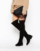 Truffle Collection Over Knee Flat Boot - Black