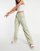 Weekday Allanit Organic Cotton Wide Leg Pants With Asymmetric Fastening In Mole-neutral