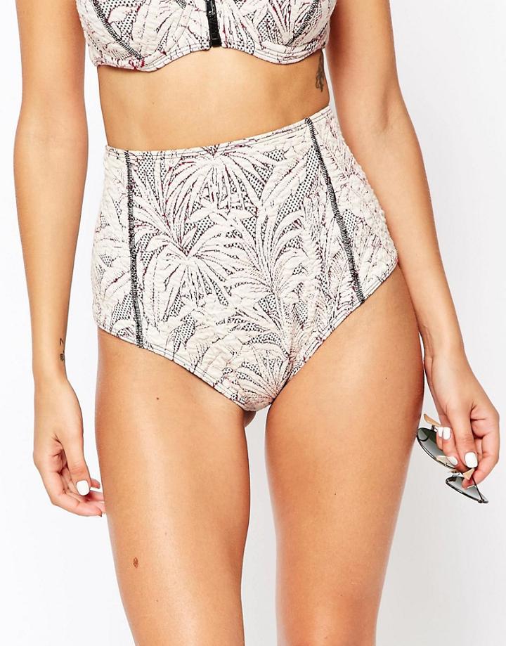 Beach Riot Riviera Bianca High Waisted Bikini Bottoms - Palm Print