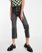 Topshop Editor Recycled Cotton Blend Jean In Washed Black