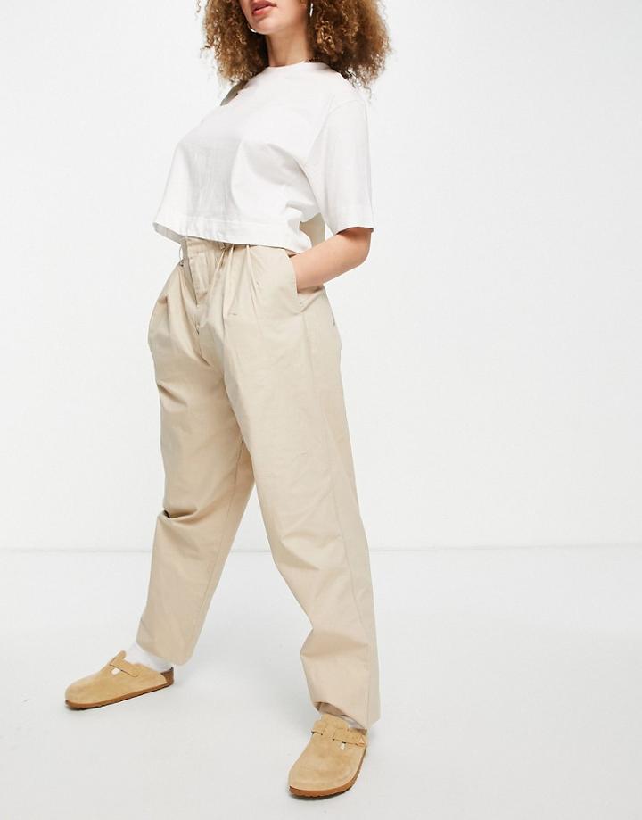 Object Cotton Ovoid Pants In Stone-neutral