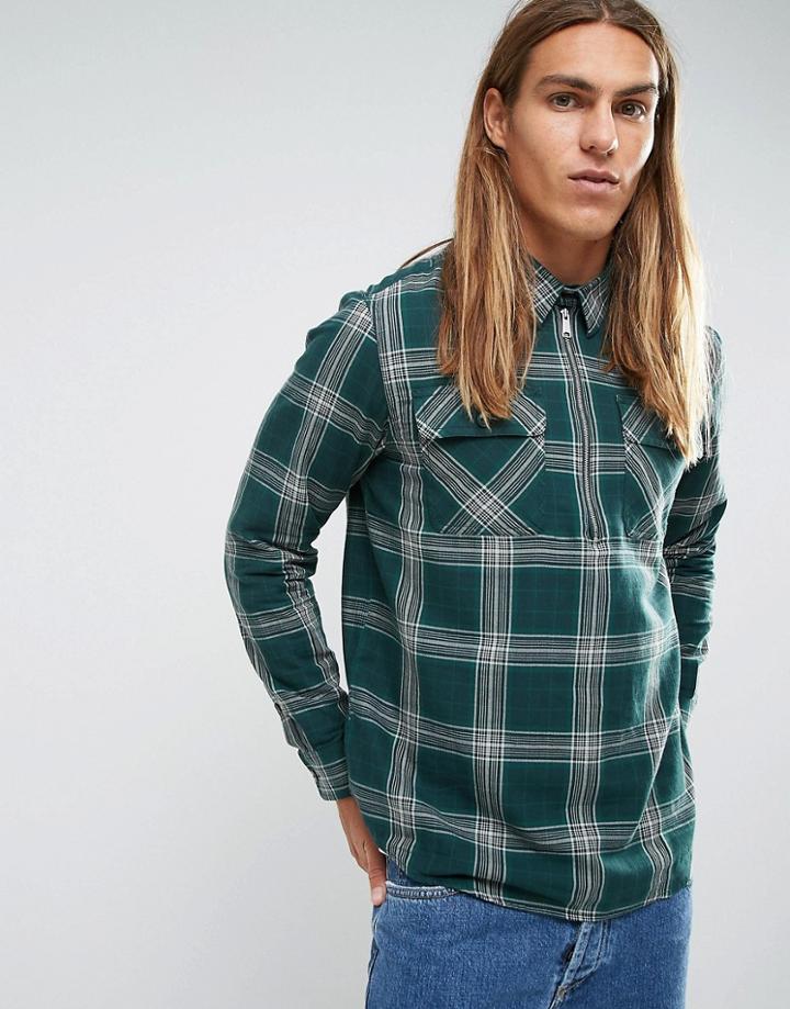 Carhartt Wip Portland Half Zip Shirt In Regular Fit - Green