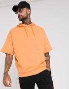 Asos Design Oversized Short Sleeve Hoodie In Bright Orange - Orange