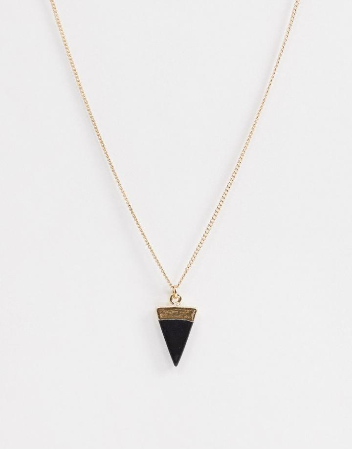 Asos Design Necklace With Semi Precious Stone - Gold
