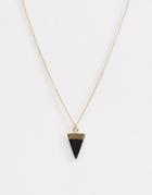 Asos Design Necklace With Semi Precious Stone - Gold