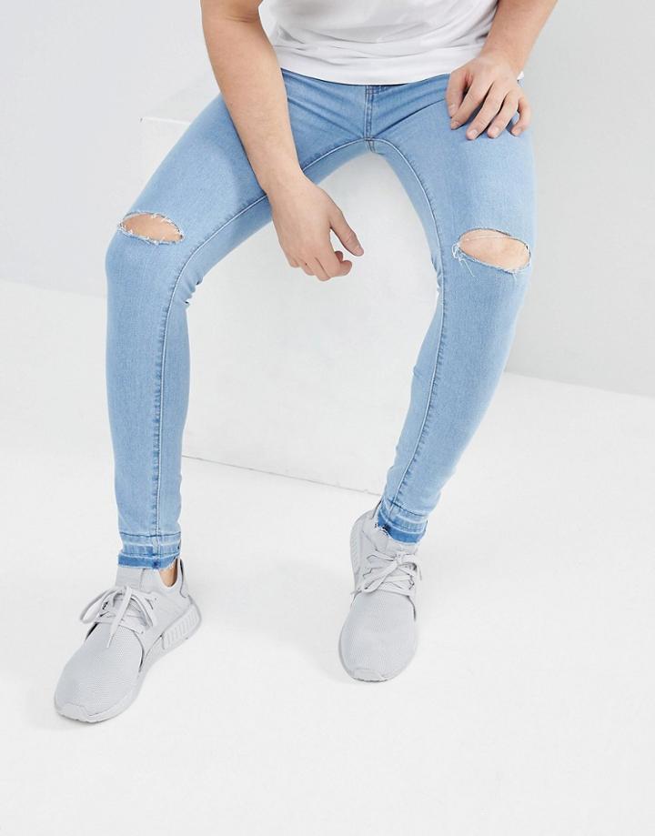 Criminal Damage Skinny Jeans In Ice Wash - Blue