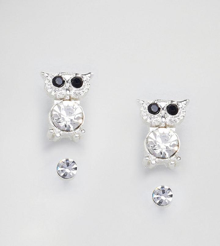 Johnny Loves Rosie 2 Pack Stud With Owl - Silver