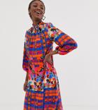 Asos Made In Kenya High Neck Midi Dress-red