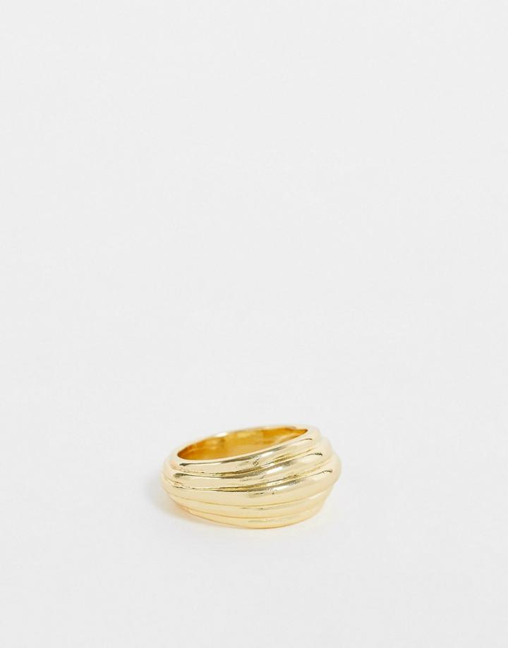 Designb Ridged Ring In Gold Tone