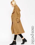 Asos Petite Funnel Neck Coat - Camel
