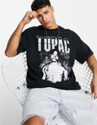 Pull & Bear Tupac Graphic T-shirt In Black