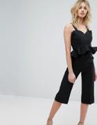 Unique21 Peplum Plunge Jumpsuit - Black