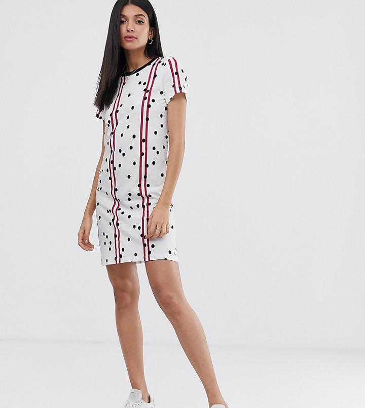 Noisy May Tall Stripe And Spot T-shirt Dress