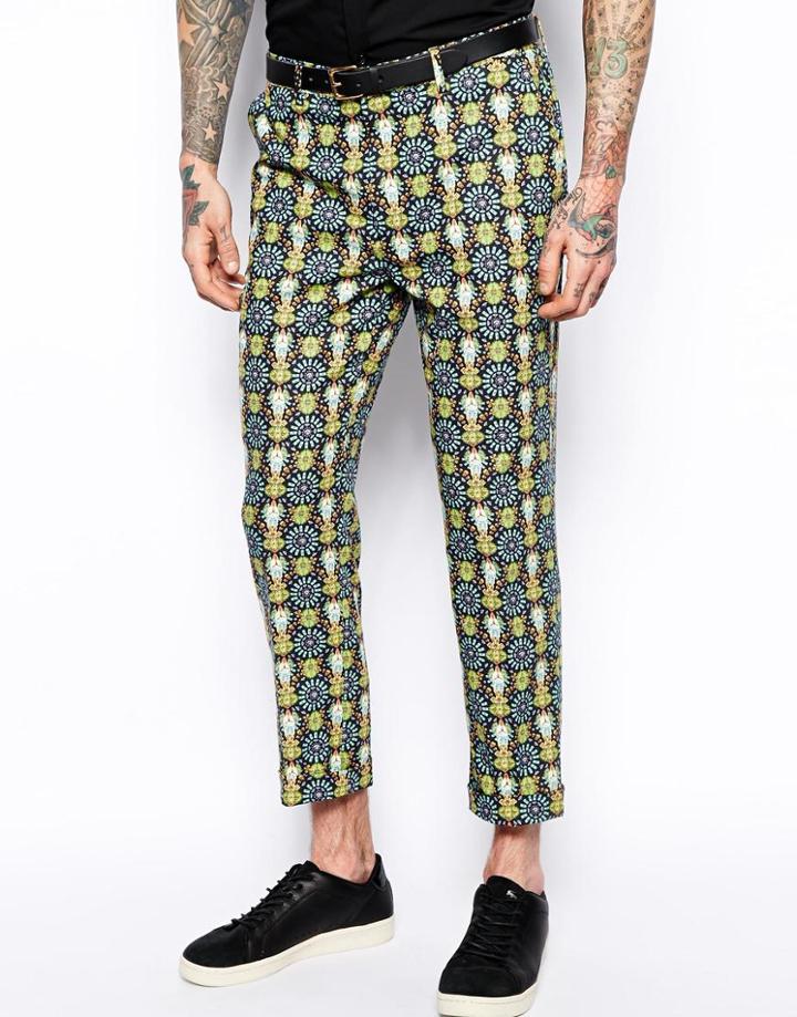 Asos Slim Fit Smart Cropped Pants In Print