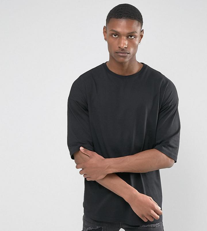 Asos Tall Oversized T-shirt In Black - Black