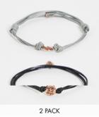 Classics 77 2 Pack Cord Adjustable Bracelets In Gray-grey