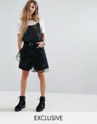 Reclaimed Vintage Levi Denim Mini Skirt With Ruffle - Black