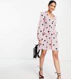 Liquorish Asos Exclusive Valentines Tiered Mini Dress In Pink Heart Print