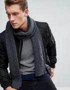Tommy Hilfiger Textured Knit Scarf In Charcoal Heather - Gray