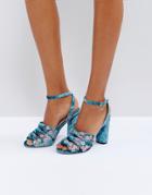 Faith Daphne Embroidered Heeled Sandals - Blue