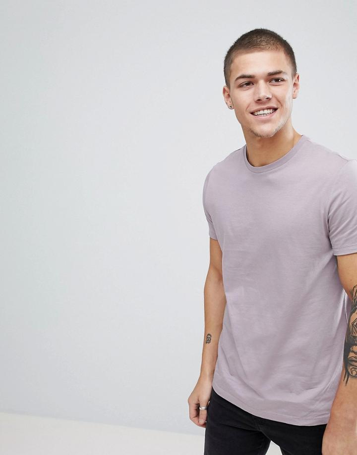 Asos Design Crew Neck T-shirt In Purple - Purple