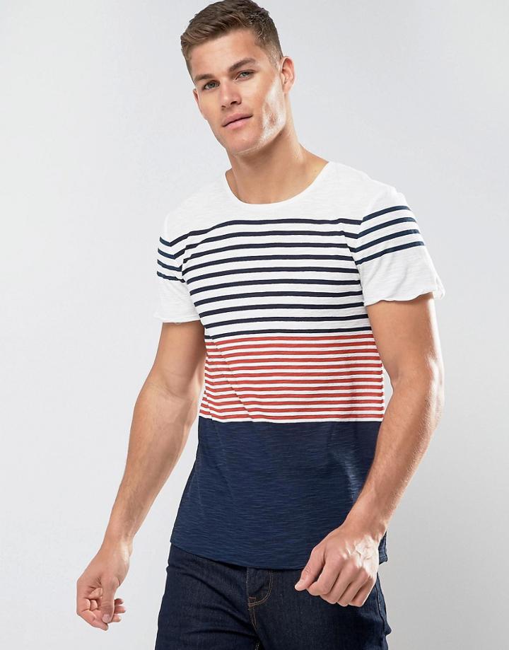 Tom Tailor T-shirt With Mixed Stripe - White
