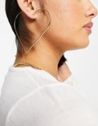 Asos Design Hoop Earring In Thread Through Heart Design In Gold Tone