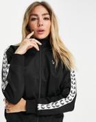 Fred Perry Branded Taped Track Jacket In Black