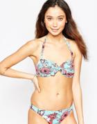 Sunseeker Floral Bandeau Bikini Top - Aqua