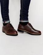 Asos Derby Shoes In Burgundy Scotchgrain Leather - Burgundy