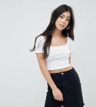 Missguided Petite Square Neck Crop Top - White