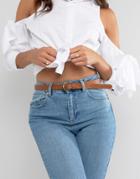 Pieces Curved Buckle Waist And Hip Belt - Brown