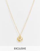 Reclaimed Vintage Anchor Pendant Necklace In Gold - Gold