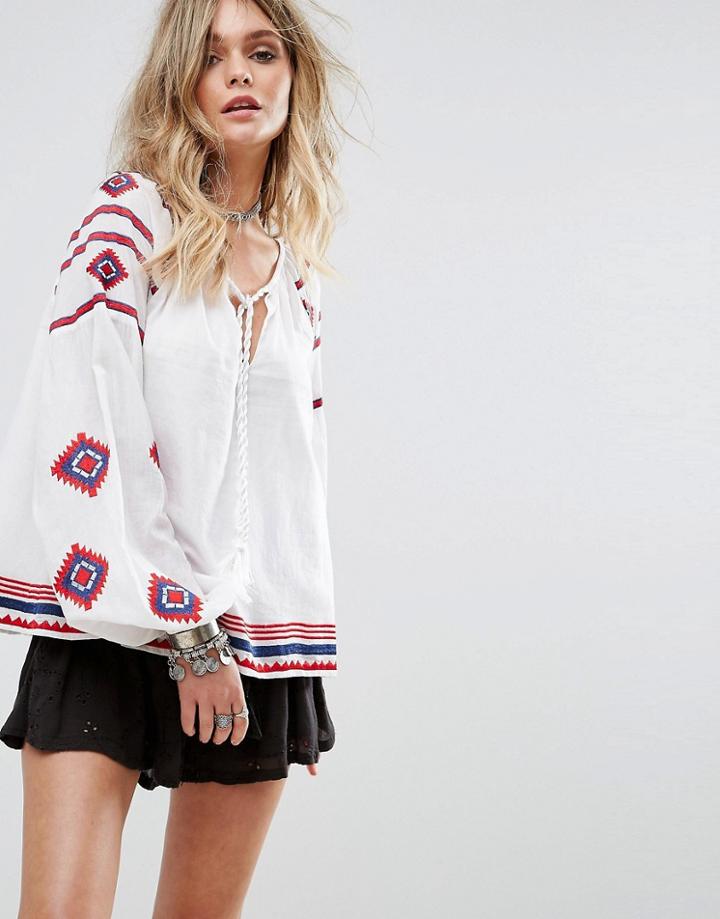 Tularosa Embroidered Blouse - White