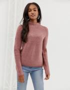 Jdy Barnu High Neck Fitted Sweater - Red
