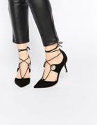 Asos Silhouette Lace Up Pointed Heels - Black